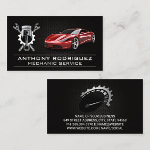 Wrenches Piston Mechanic Serviceman Sports Car Business Card