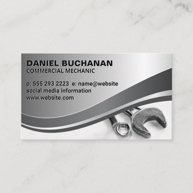 Wrenches Tool | Mechanic Hardware Business Card (Front)