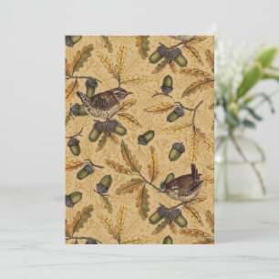Wrens and acorns on honey