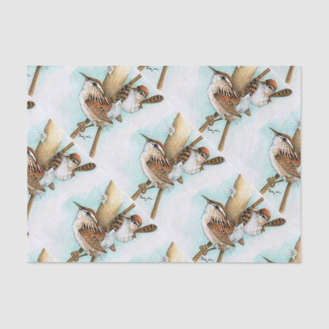 wrens and cat-tail tissue paper (Front)