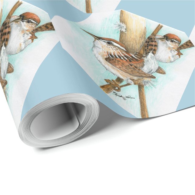 Wrens and Cat-Tail wrapping paper (Roll Corner)