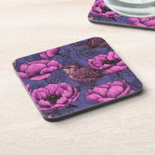 Wrens in the anemone garden coaster