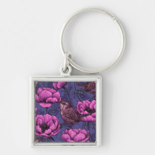 Wrens in the anemone garden keychain