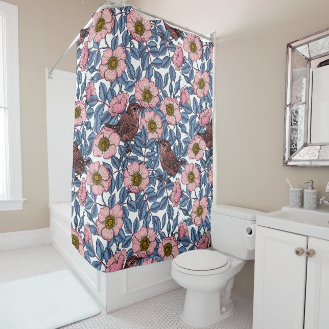 Wrens in the roses (In Situ)