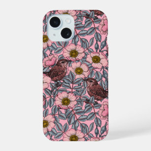 Wrens in the roses iPhone 15 case