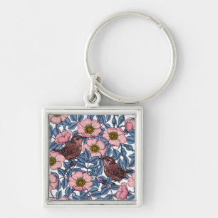 Wrens in the roses keychain