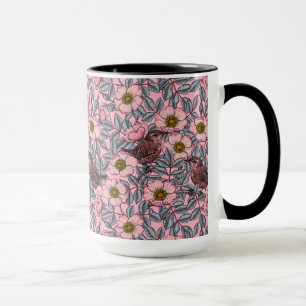 Wrens in the roses mug