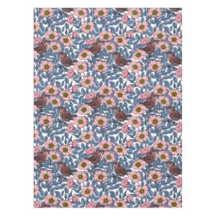 Wrens in the roses tablecloth