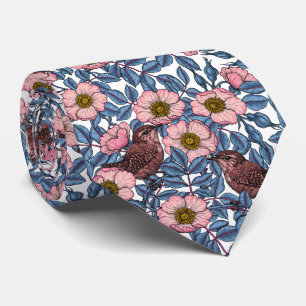 Wrens in the roses tie