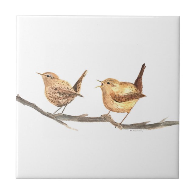 Wrens rustic vintage kitchen Birds Woodlands Chic Tile (Front)