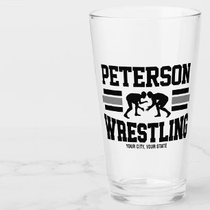 Wrestler ADD NAME School Athlete Wrestling Glass