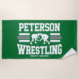 Wrestler ADD NAME School Athlete Wrestling Team  Beach Towel
