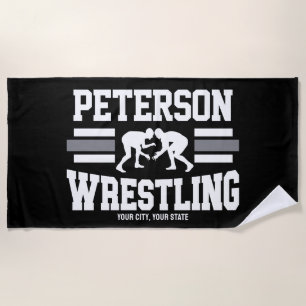 Wrestler ADD NAME School Athlete Wrestling Team  Beach Towel