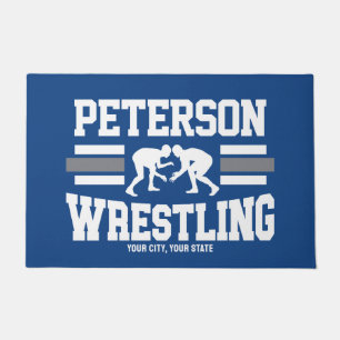 Wrestler ADD NAME School Athlete Wrestling Team  Doormat