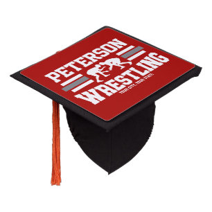 Wrestler ADD NAME School Athlete Wrestling Team  Graduation Cap Topper