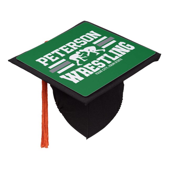 Wrestler ADD NAME School Athlete Wrestling Team  Graduation Cap Topper (Angled)