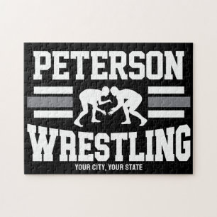 Wrestler ADD NAME School Athlete Wrestling Team Jigsaw Puzzle