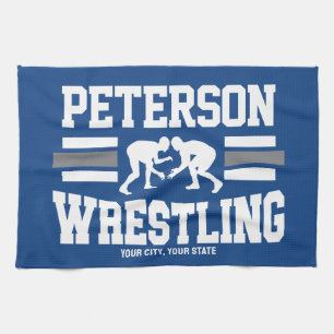 Wrestler ADD NAME School Athlete Wrestling Team Kitchen Towel