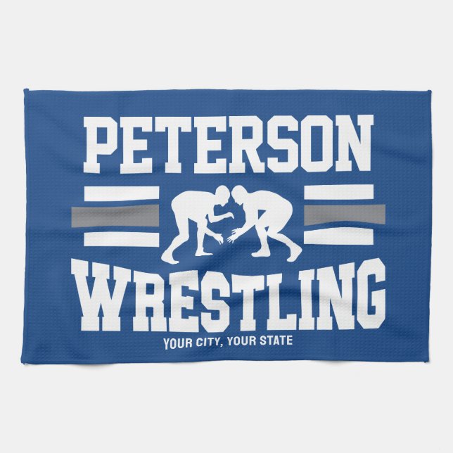 Wrestler ADD NAME School Athlete Wrestling Team   Kitchen Towel (Horizontal)