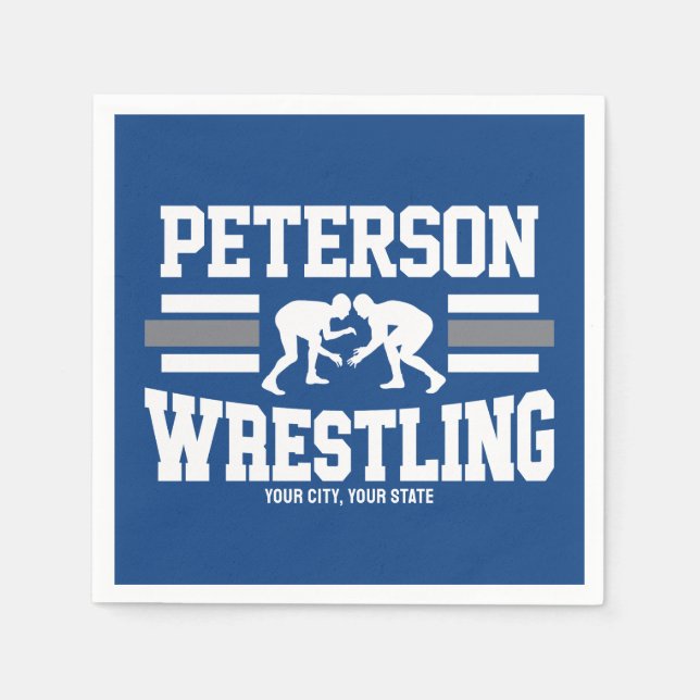 Wrestler ADD NAME School Athlete Wrestling Team  Napkin (Front)