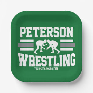 Wrestler ADD NAME School Athlete Wrestling Team Paper Plate