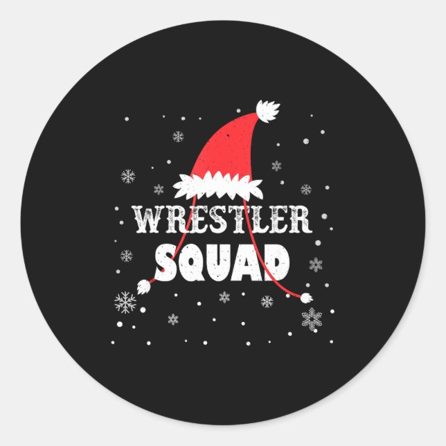 Wrestler Squad Christmas Wrestling Matching Xmas  Classic Round Sticker (Front)