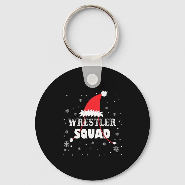 Wrestler Squad Christmas Wrestling Matching Xmas  Keychain (Front)