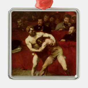 Wrestlers, 1875 metal ornament