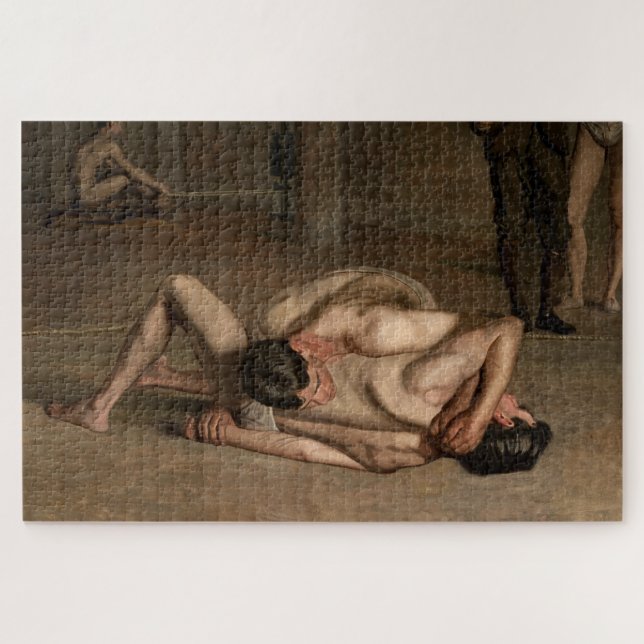 Wrestlers (by Thomas Eakins) Jigsaw Puzzle (Horizontal)