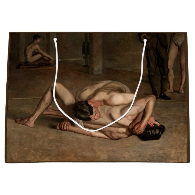 Wrestlers (by Thomas Eakins) Large Gift Bag (Front)