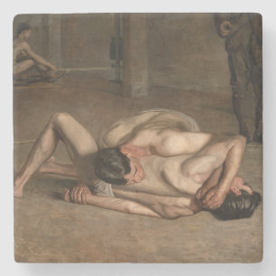 Wrestlers (by Thomas Eakins) Stone Coaster