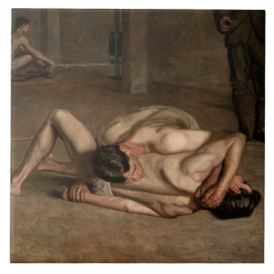 Wrestlers (by Thomas Eakins) Tile