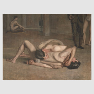 Wrestlers (by Thomas Eakins) Tissue Paper