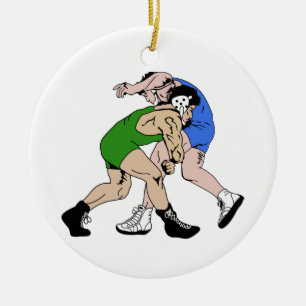 Wrestlers Ceramic Ornament