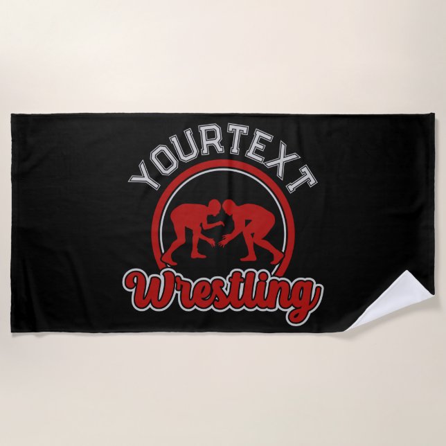  Wrestling ADD NAME Grapple Champion Team Player  Beach Towel (Front)