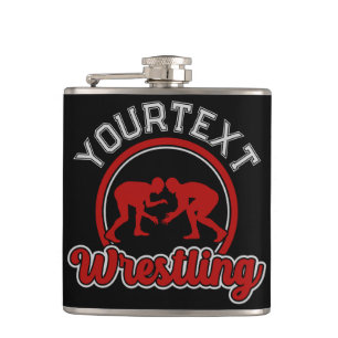  Wrestling ADD NAME Grapple Champion Team Player  Hip Flask