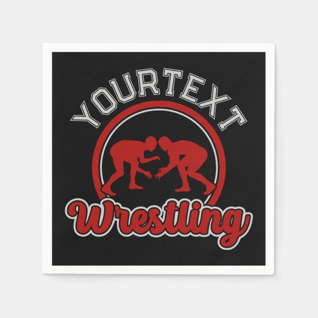  Wrestling ADD NAME Grapple Champion Team Player Napkin (Front)