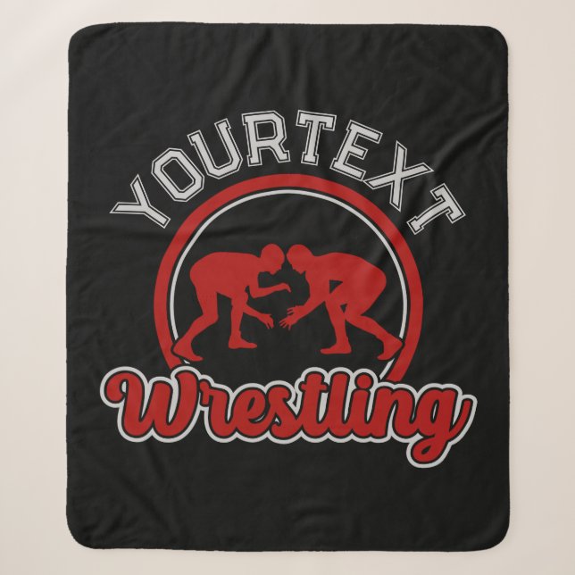  Wrestling ADD NAME Grapple Champion Team Player Sherpa Blanket (Front)