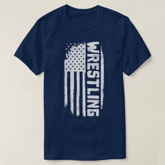 Wrestling American Flag T-Shirt (Design Front)