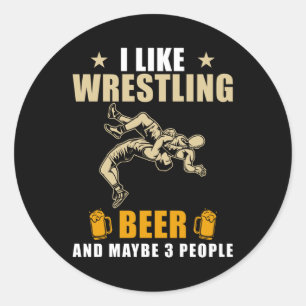 Wrestling And Beer Classic Round Sticker