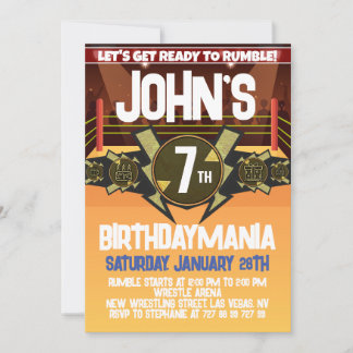 Wrestling Birthday Party Invitation Theme