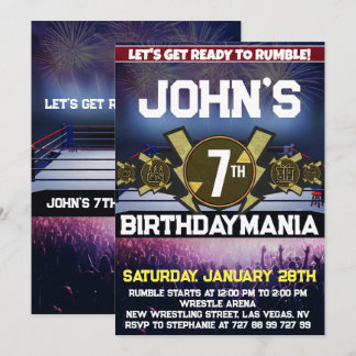 Wrestling Birthday Party Invitation Theme