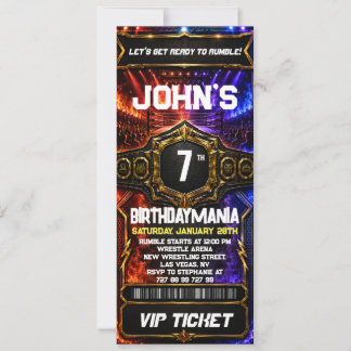 Wrestling Birthday Party Ticket Invitation Theme