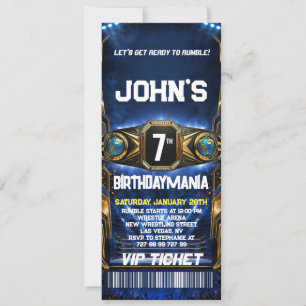 Wrestling Birthday Party Ticket Invitation Theme