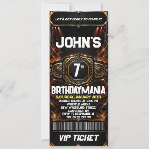 Wrestling Birthday Party Ticket Invitation Theme