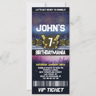 Wrestling Birthday Party Ticket Invitation Theme