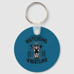 Wrestling Cat Funny Weekends Watching For Men Wome Keychain