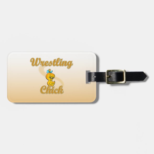 Wrestling Chick Luggage Tag (Front Horizontal)
