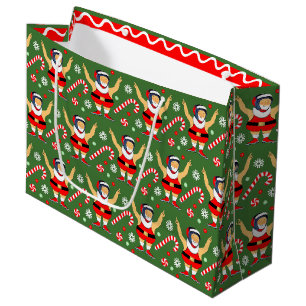 Wrestling Christmas Holiday Large Gift Bag