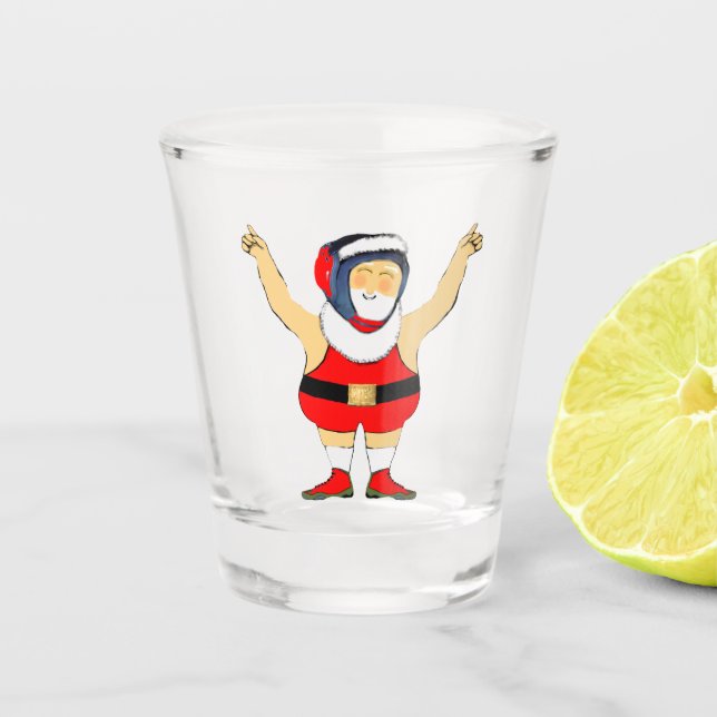 Wrestling Christmas Shot Glass (Front)